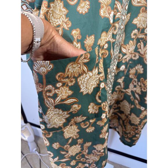 WRAP LONDON Women's Botanical Print Cotton Tunic Dress Green Size 16 - Picture 6 of 13